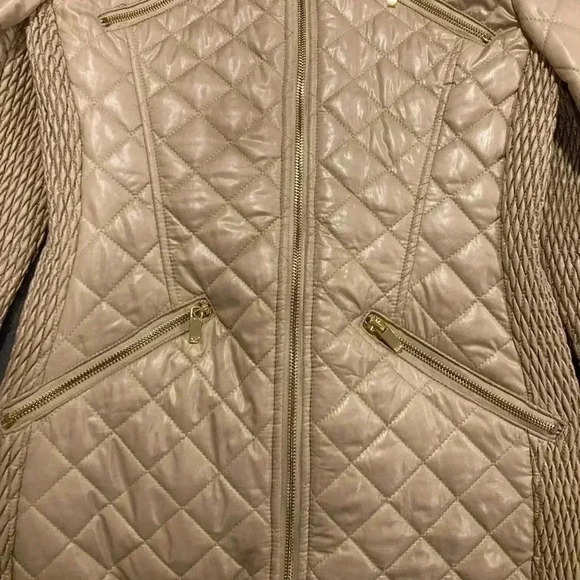 Via Spiga Women’s Puffer Coat w/ Detachable Hood Gold Sz. S - Picture 5 of 13